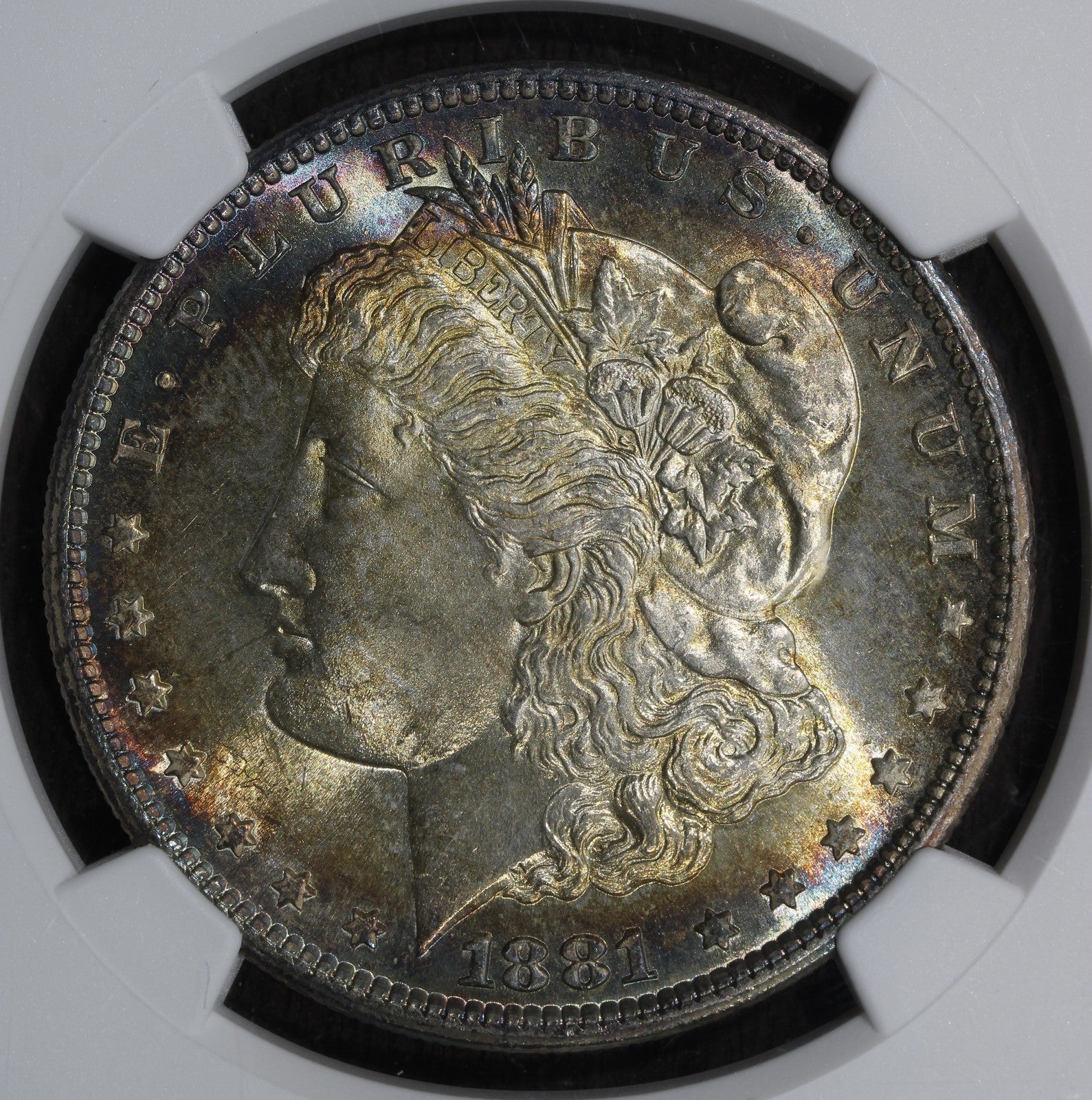 1881-S (MS67) Morgan Silver Dollar $1 PCGS - Rainbow Toned Superb Gem