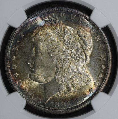 1881-S (MS67) Morgan Silver Dollar $1 PCGS - Rainbow Toned Superb Gem