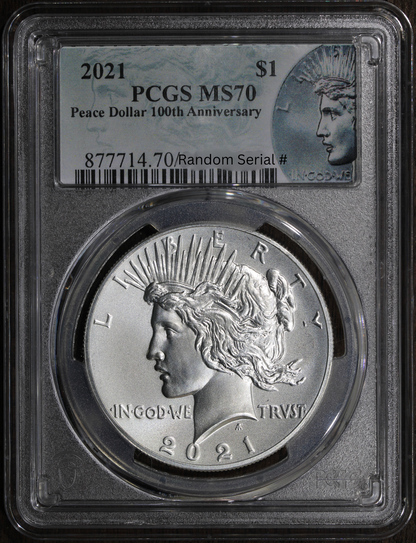 2021 (MS70) Peace Silver Dollar $1 PCGS - 100th Anniversary