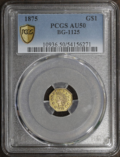 1875 (AU50) California Territorial Gold Dollar $1 PCGS - BG-1125
