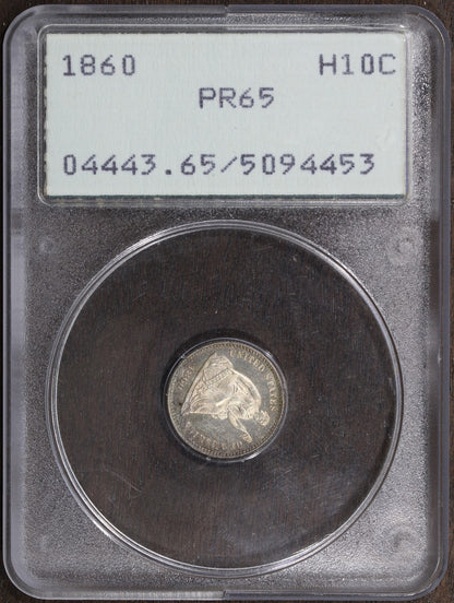 1860 (PR65) Proof Seated Liberty Half Dime H10C PCGS Rattler