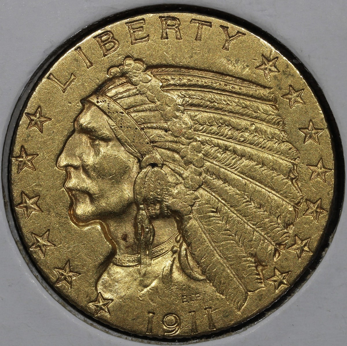 1911-S Indian Head Gold Half Eagle $5 - AU About Uncirculated