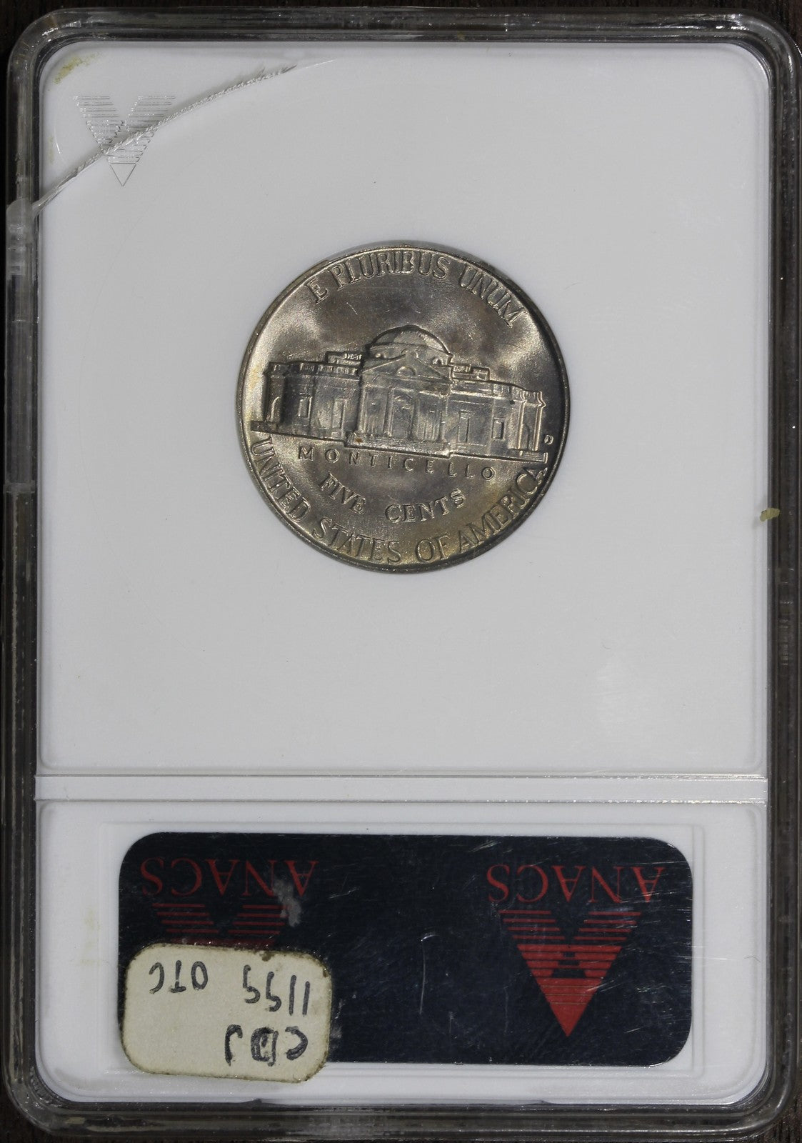 1939-D (MS63) Jefferson Nickel 5C ANACS Soapbox - Old Holder