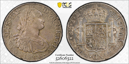 1806-Mo (AU Detail) Mexico Silver 8 Real 8R PCGS - Neat Metal Crazing
