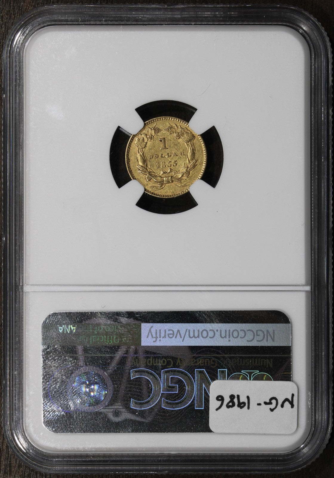 1855 (AU53) Type 2 Indian Princess Gold Dollar G$1 NGC