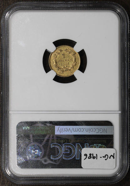 1855 (AU53) Type 2 Indian Princess Gold Dollar G$1 NGC