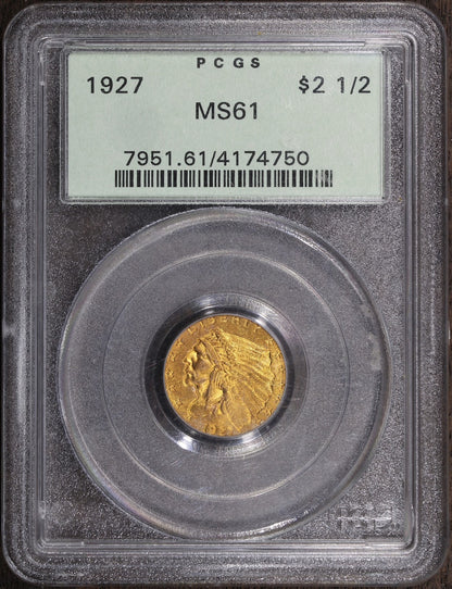 1927 (MS61) Indian Head Gold Quarter Eagle $2.50 PCGS OGH - Toned Gold
