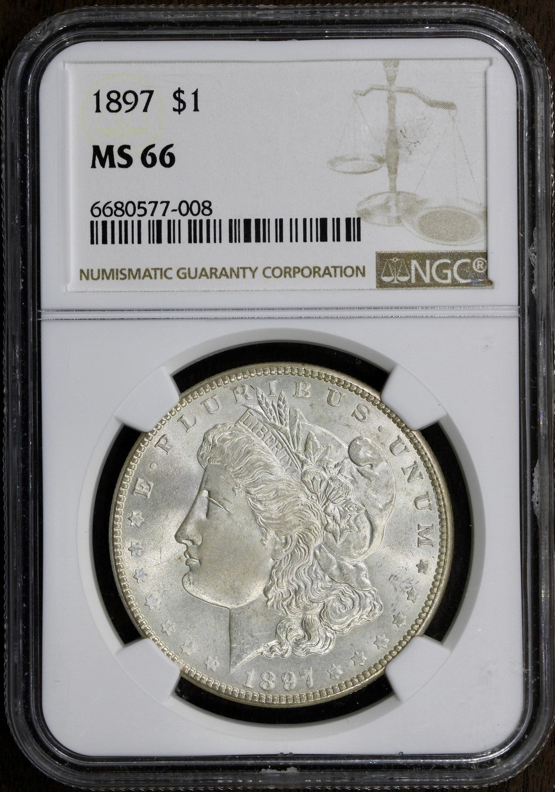 1897 (MS66) Morgan Silver Dollar $1 NGC - Premium GEM