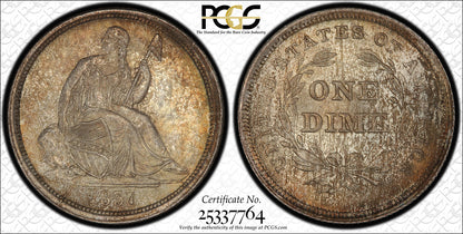 1837 (MS66 CAC) Seated Liberty Dime 10C PCGS - No Stars, Large Date