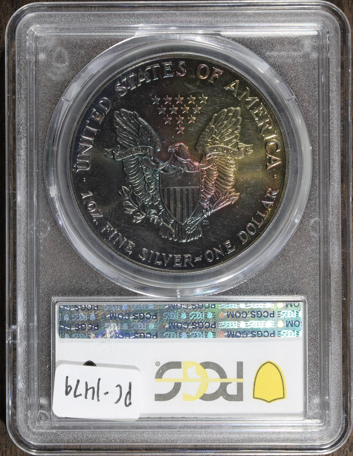 1992 (MS63) American Silver Eagle $1 PCGS - Rainbow Toned ASE!