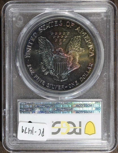 1992 (MS63) American Silver Eagle $1 PCGS - Rainbow Toned ASE!