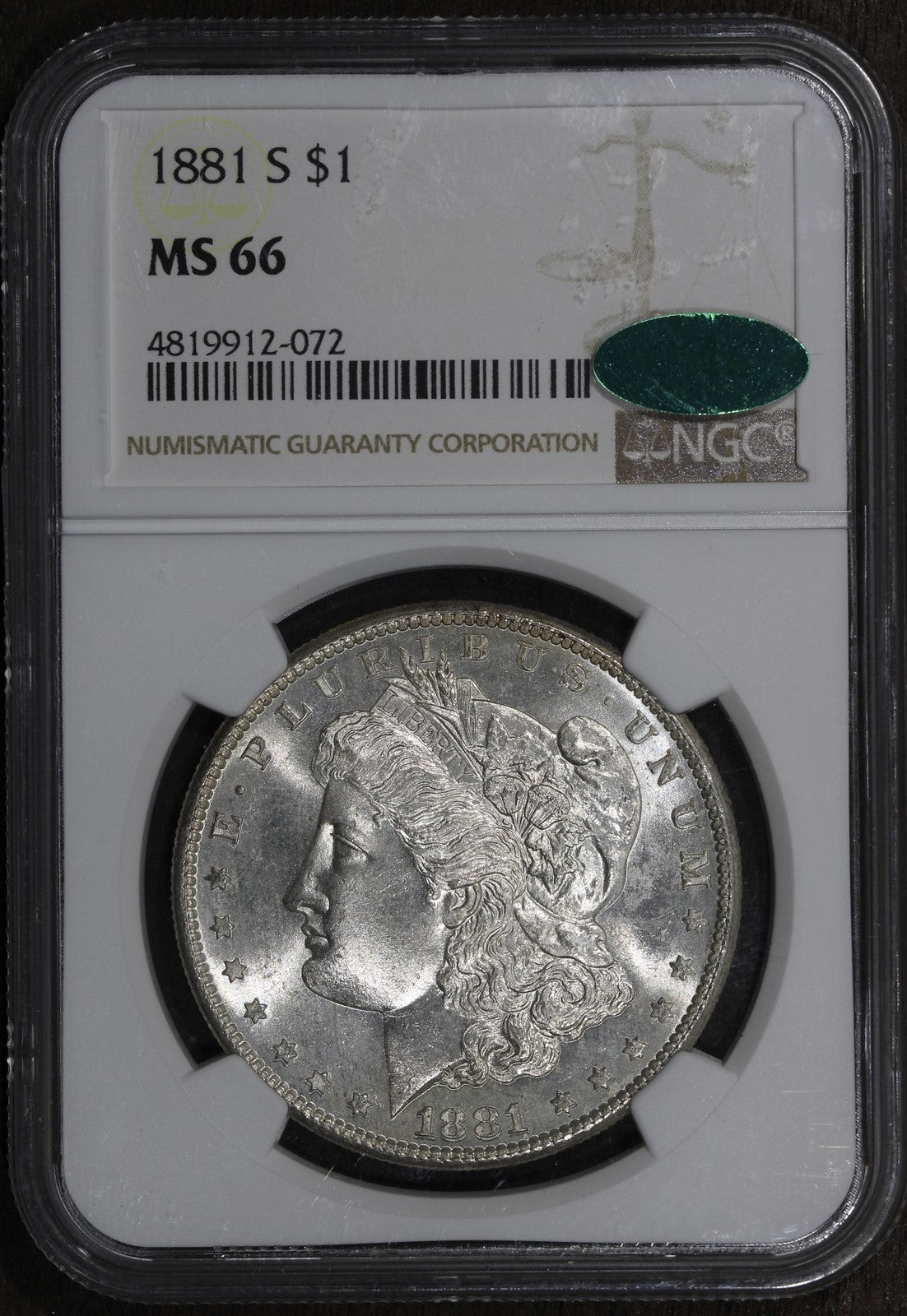 1881-S (MS66 CAC) Morgan Silver Dollar $1 NGC - Superb Gem