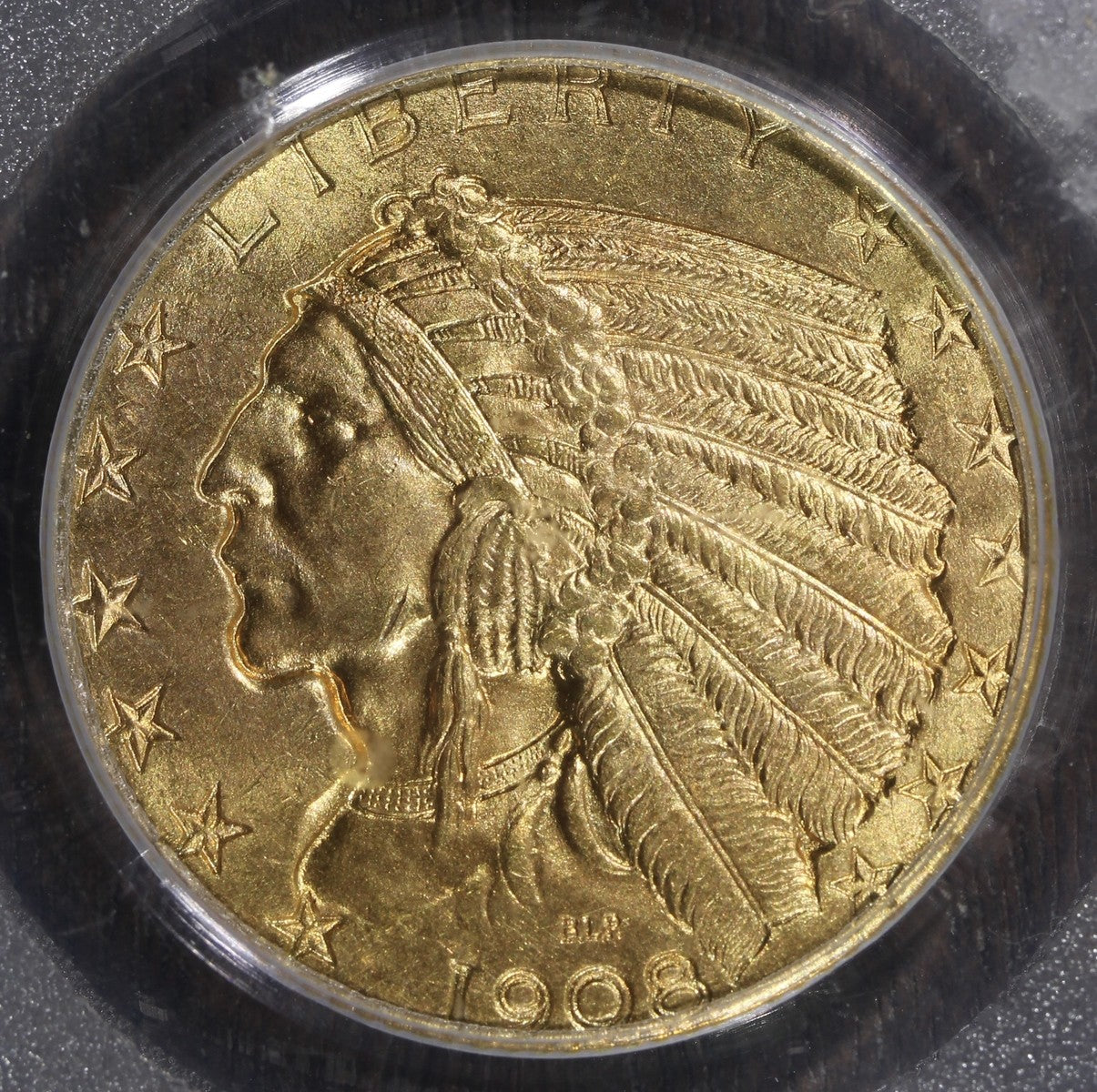 1908 (MS65) Indian Head Half Eagle $5 PCGS OGH