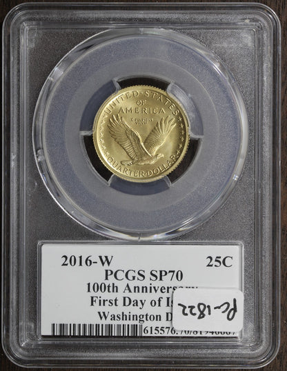 2016-W (SP70) 1/4 oz Gold Standing Liberty Quarter 25C PCGS - FDOI Mercanti