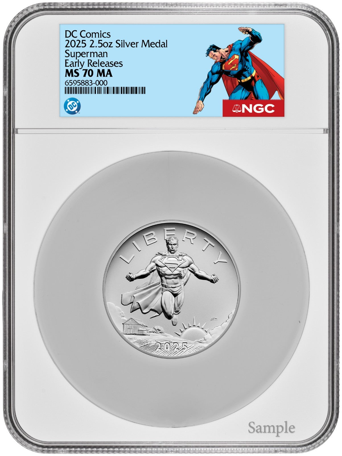 2025 (MS70) 2.5 oz Superman Silver Medal NGC ER - US Mint DC Comics