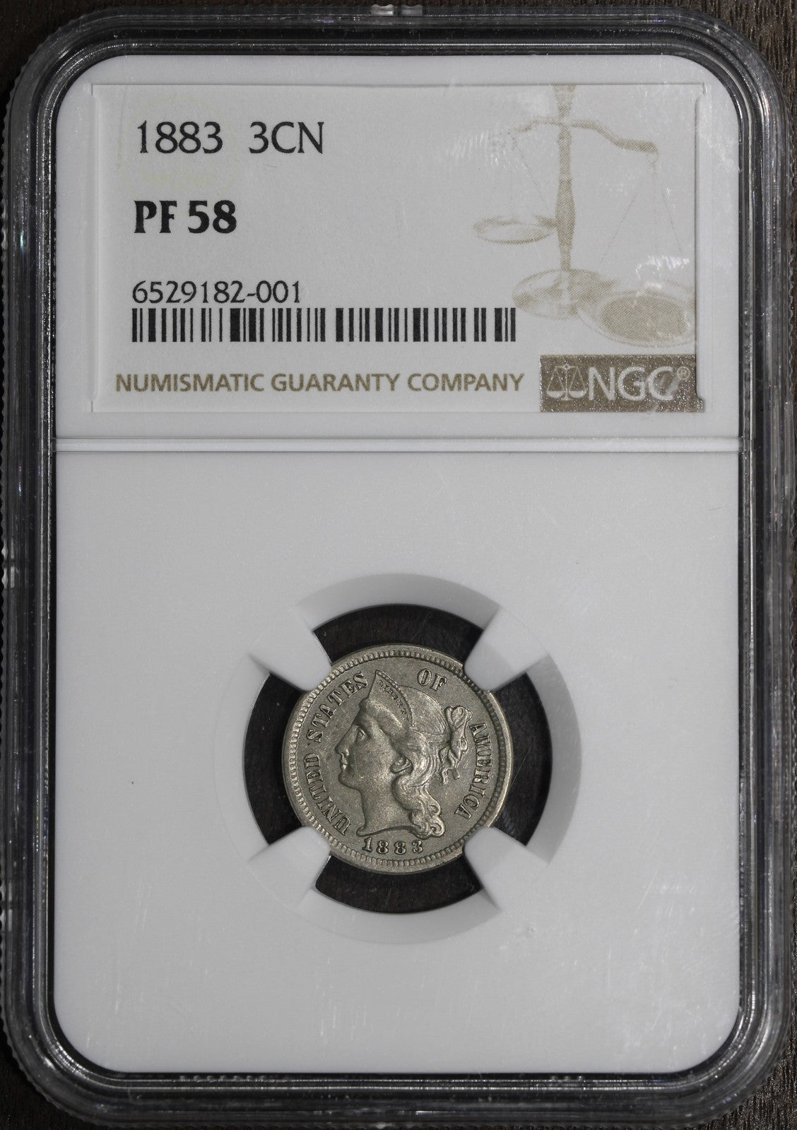 1883 (PF58) Proof Three Cent Nickel 3CN NGC
