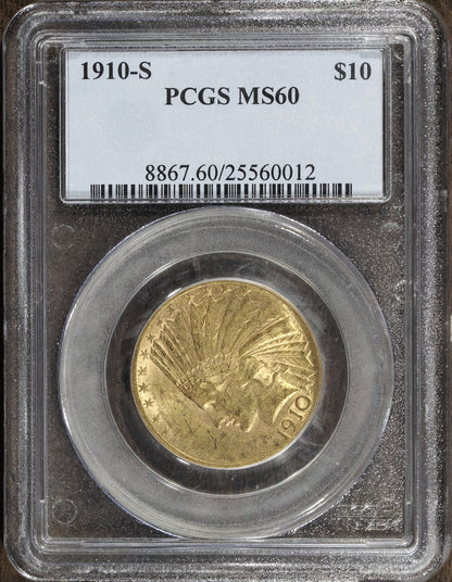 1910-S (MS60) Indian Gold Eagle $10 PCGS - Better Date