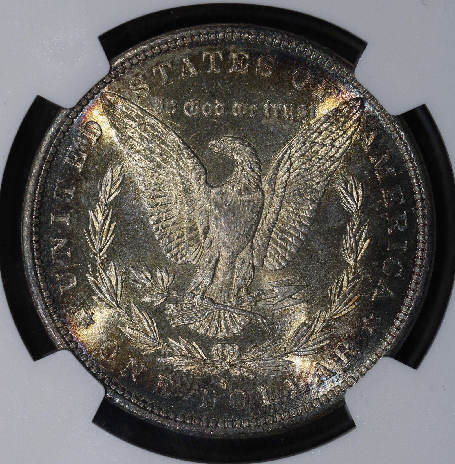1881-S (MS67) Morgan Silver Dollar $1 PCGS - Rainbow Toned Superb Gem