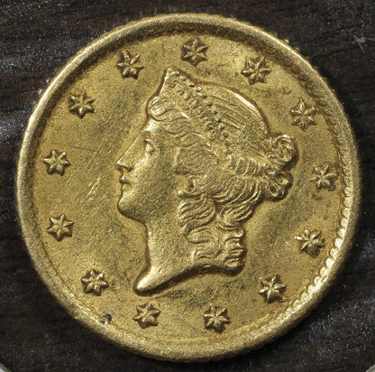 1853-O Type 1 Liberty Head Gold Dollar G$1 - AU About Uncirculated
