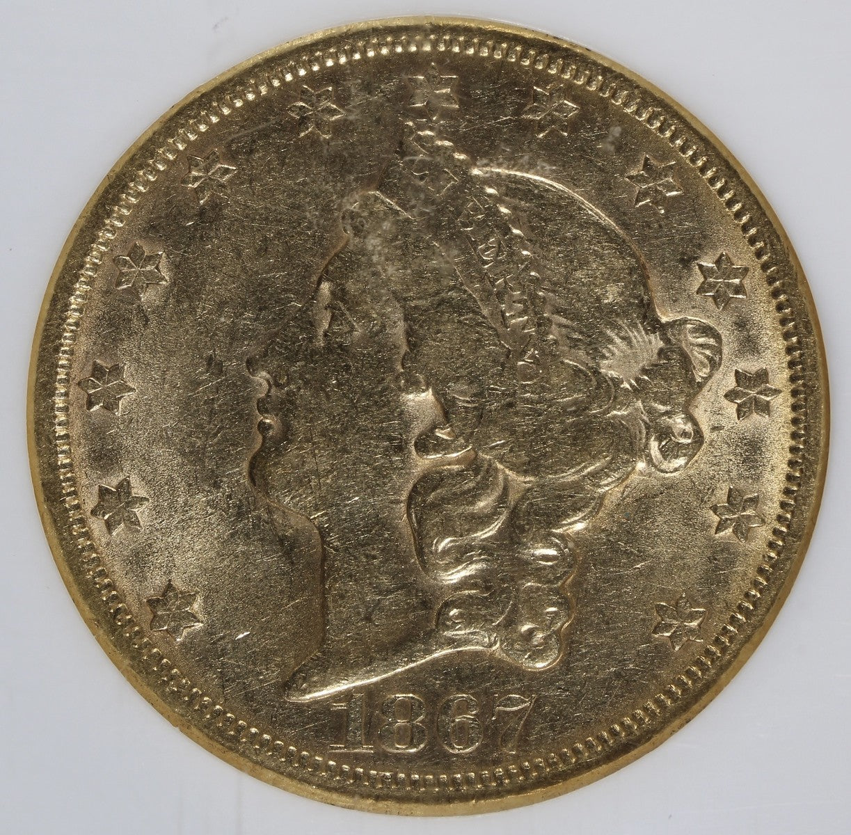 1867-S (AU55 CAC) Liberty Head Gold Double Eagle $20 NGC - Better Date (Type 2)