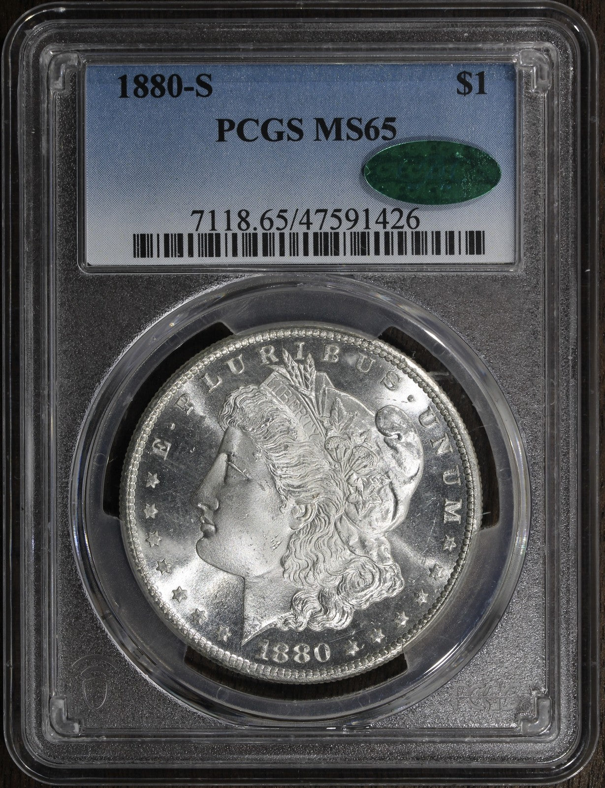 1880-S (MS65 CAC) Morgan Silver Dollar $1 PCGS - Much Nicer Than A 65