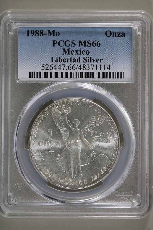 1988-Mo Mexico 1 oz Onza Silver Libertad PCGS MS66