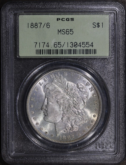 1887/6 (MS65) Morgan Silver Dollar $1 PCGS OGH - Great Overdate