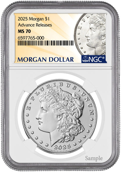 2025-P (MS70) Morgan & Peace Silver Dollar NGC (2 Coin set)- Advance Release AR