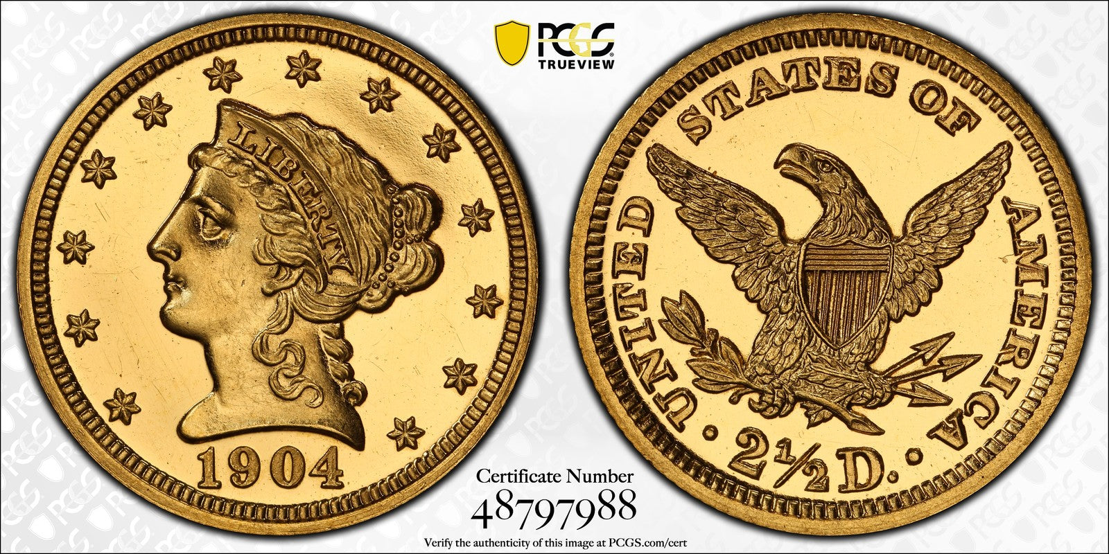 1904 (PR63 CAMEO) Proof Liberty Head Gold Quarter Eagle $2.50 PCGS