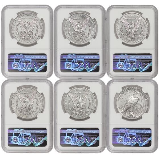 2021 Morgan & Peace Silver Dollars NGC First Releases FR MS70 - 6 Coin Set