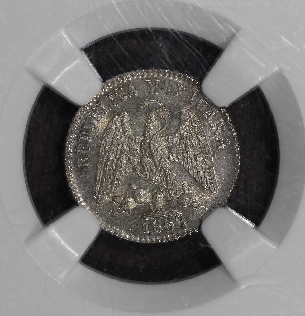 1869/8-Mo (MS64) Mexico 5 Centavo 5C NGC - Clear Overdate