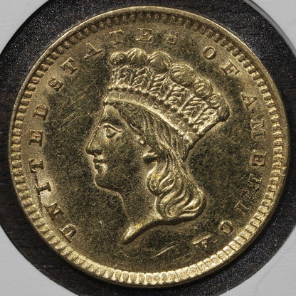 1856 Type 3 Liberty Head Gold Dollar G$1 - AU About Uncirculated
