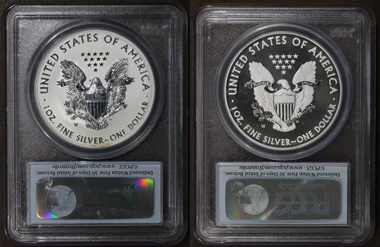 2013-W (MS70 & PR70) Mint State Reverse Proof American Silver Eagle Set PCGS