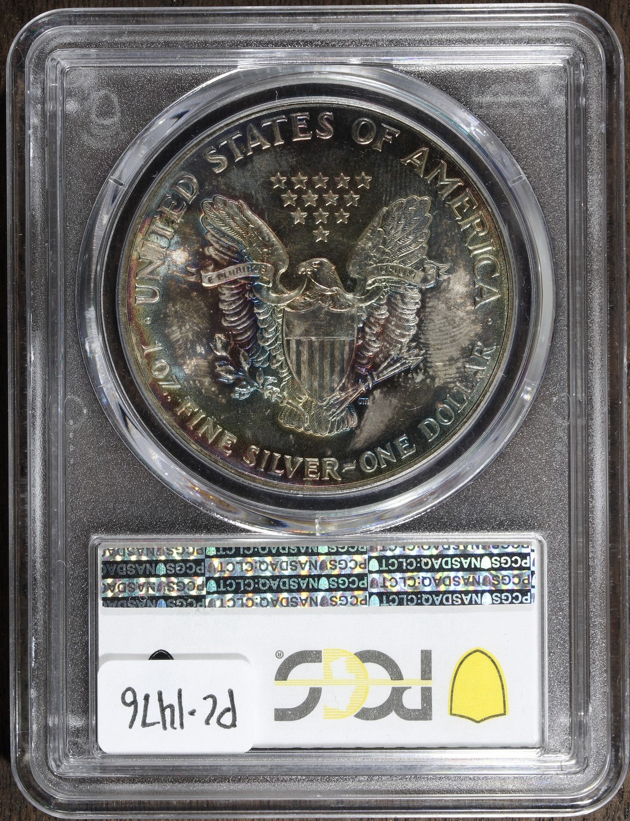 1987 (MS65) American Silver Eagle $1 PCGS - Rainbow Toned ASE!