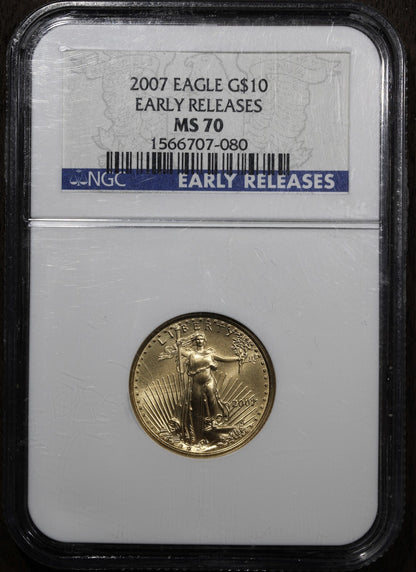 2007 (MS70) 1/4 oz American Gold Eagle Early Release $10 NGC