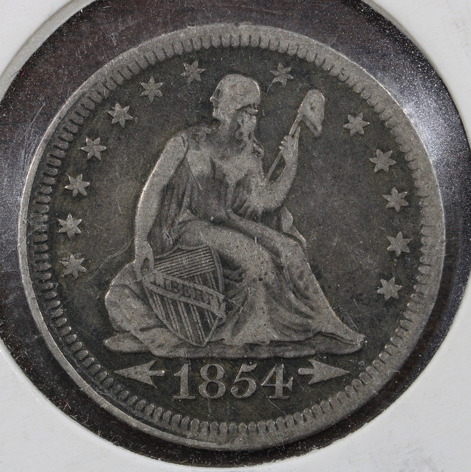 1854 Seated Liberty Quarter 25C VF - Arrows