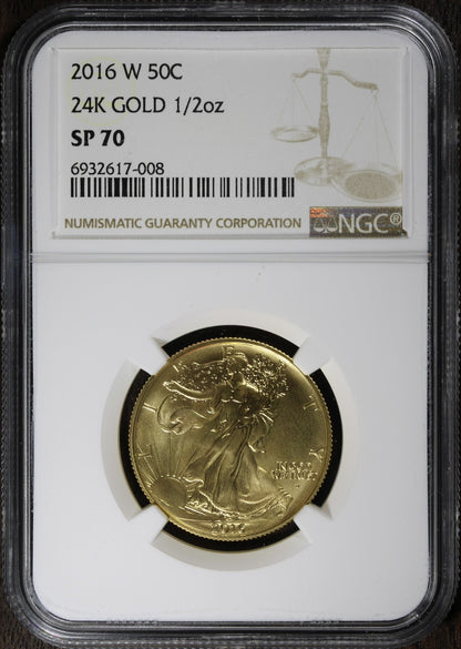 2016-W (SP70) 1/2 oz Gold Walking Liberty Commemorative Half Dollar 50C NGC MS70
