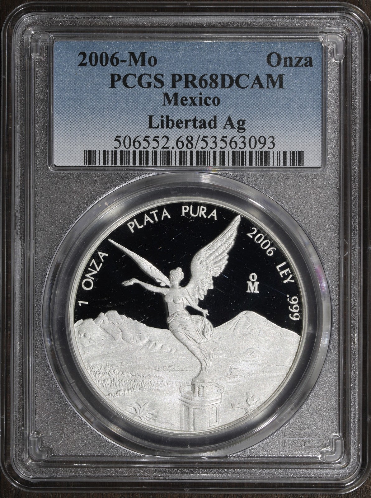 2006-Mo (PR68 DCAM) Proof 1 oz Silver Mexico Libertad Onza PCGS