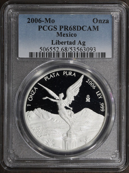 2006-Mo (PR68 DCAM) Proof 1 oz Silver Mexico Libertad Onza PCGS