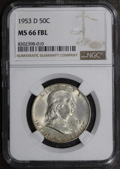1953-D (MS66 FBL) Franklin Half Dollar 50C NGC