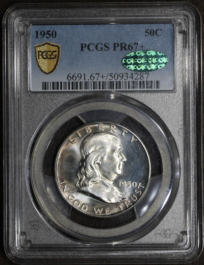 1950 (PR67+ CAC) Franklin Half Dollar 50C PCGS - First Year Key Date