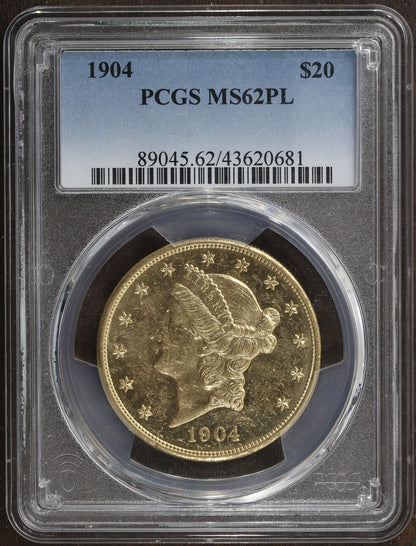 1904 (MS62 PL) Liberty Head Gold Double Eagle $20 PCGS - Prooflike