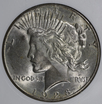 1928 (MS63) Peace Silver Dollar $1 ANACS Soapbox - Old Holder Key Date