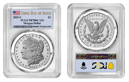 2025-S (PR70) Proof Morgan & Peace Silver Dollar (2 Coin Set) FDOI PCGS Presale