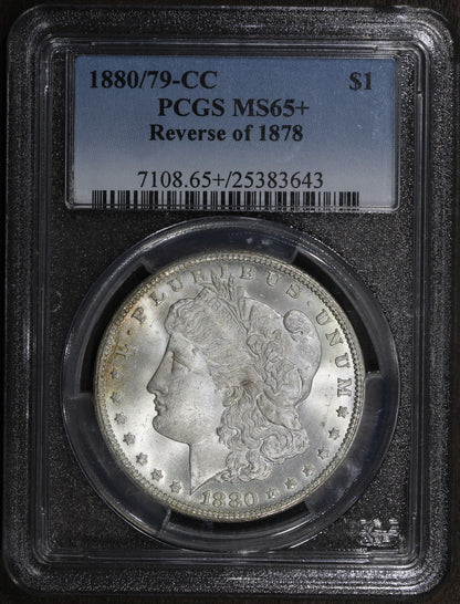 1880/79-CC (MS65+) Morgan Silver Dollar $1 PCGS - Reverse of 1878