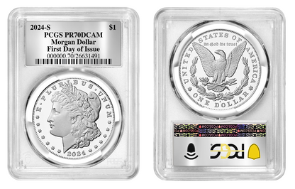 2024-S (PR70) Proof Morgan & Peace (Silver Foil) First Day of Issue FDOI PCGS