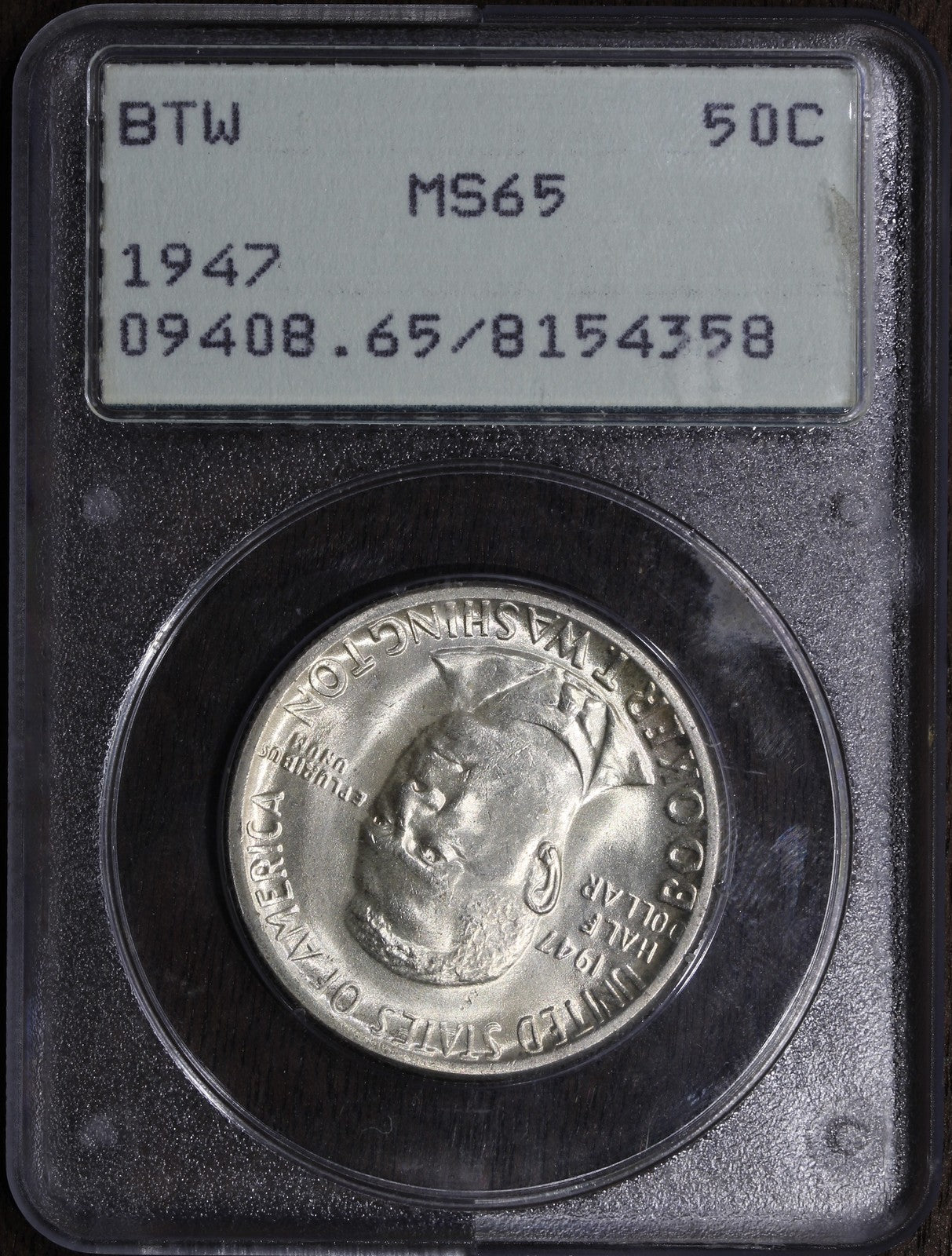 1947 (MS65) Booker T. Washington Commemorative Half Dollar 50C PCGS Rattler