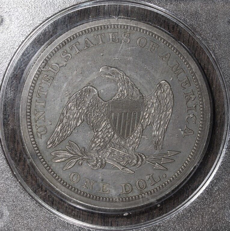 1861 (PR63) Proof Seated Liberty Silver Dollar $1 PCGS OGH Rattler