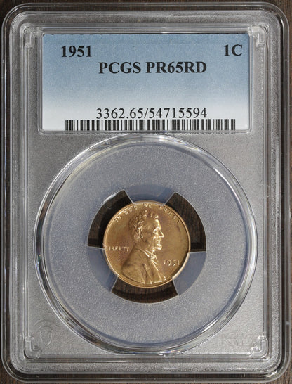 1951 (PR65 RD) Proof Lincoln Cent 1C PCGS