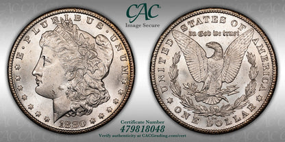 1880-CC (MS63 CAC) Morgan Silver Dollar $1 CACG